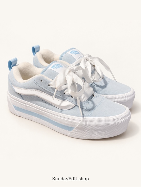 Vans Shoes - Vans Sky Blue Old Skool Platform Sneakers with White Stripe | Size 7.5